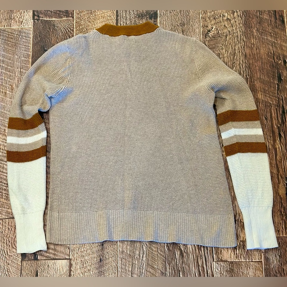 Faherty Throwback Waffle Knit Crew Organic Cotton/Cashmere In Oak Varsity, Small - Picture 5 of 9